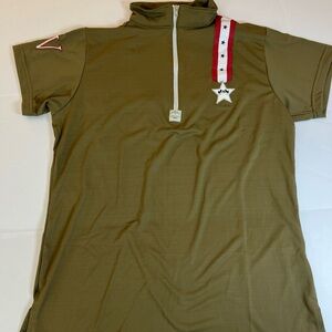Equine Couture Military Olive Green Short Sleeve Top Size Large